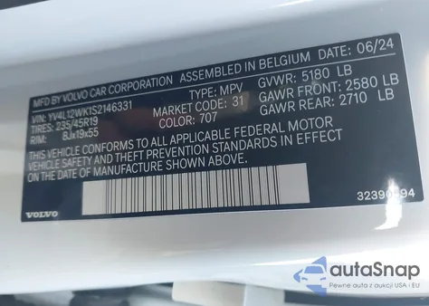 2025 Volvo V60 Cross Country B5 Plus z USA, uszkodzony, nr VIN YV4L12WK1S2146331